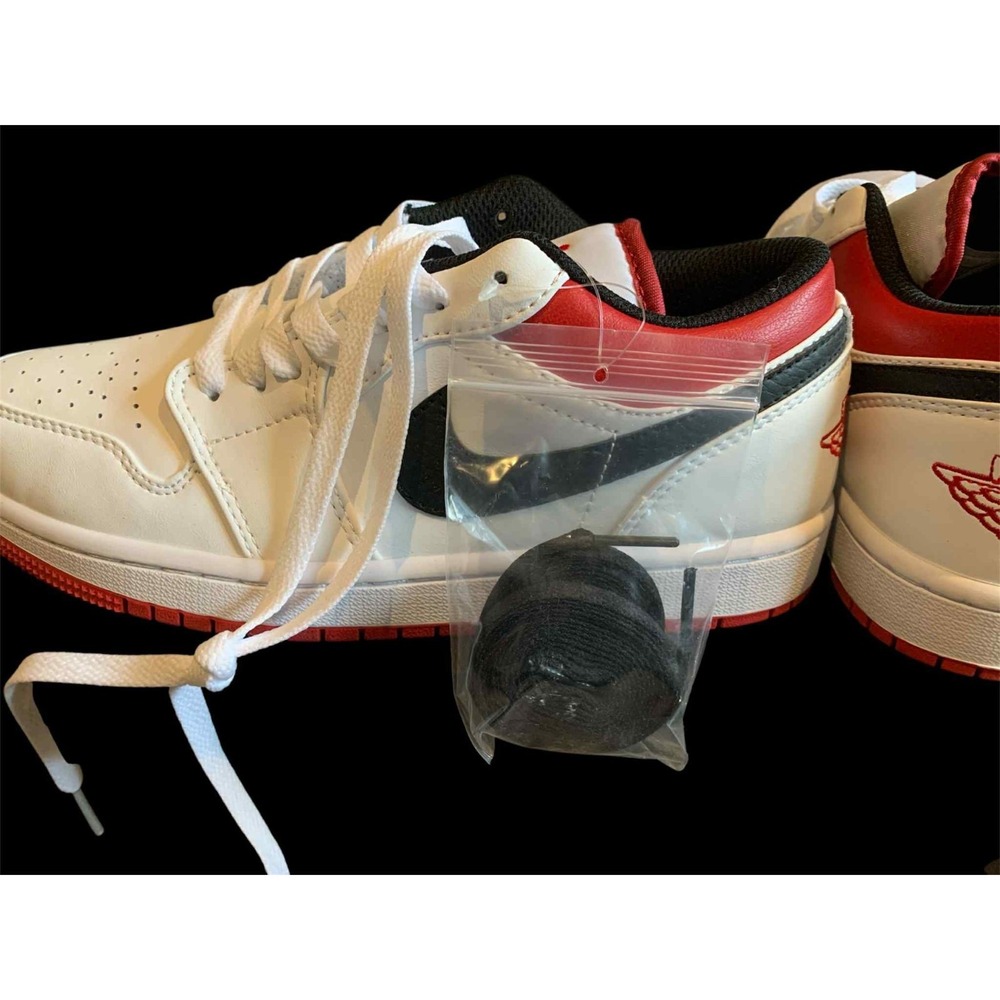 Jordan‎ Air Jordan 1 Low Mens 7 White Black Red 553558-118 Streetwear Retro